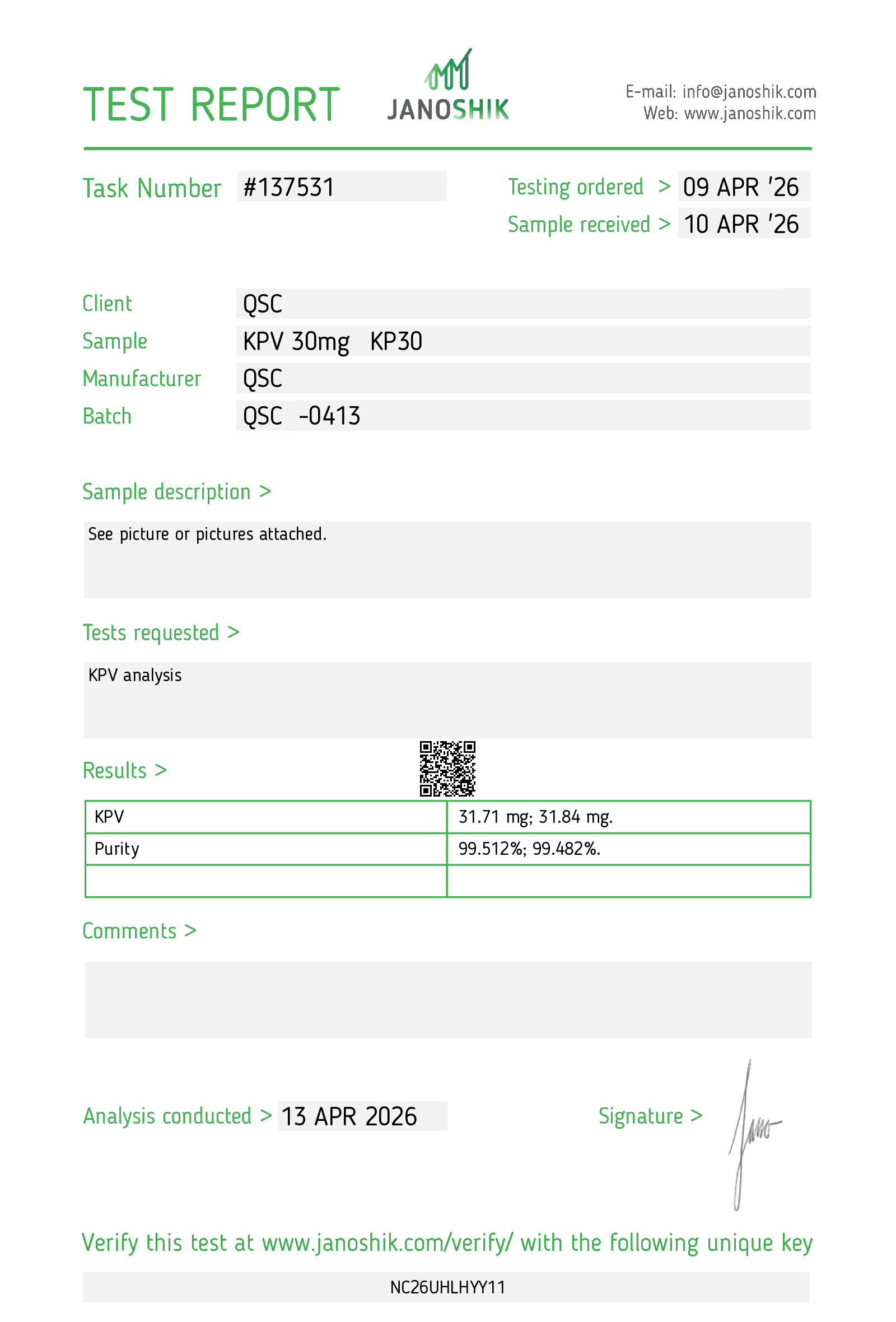 Vesta COA Report