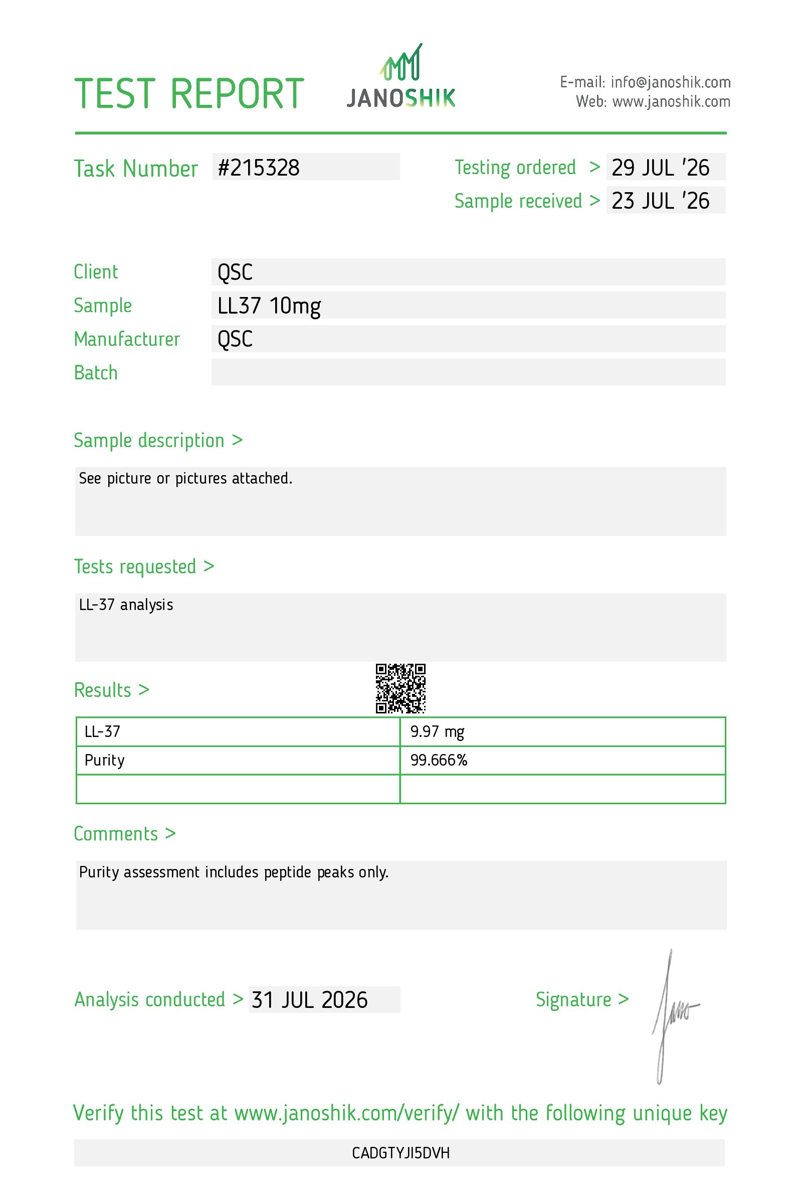 Vesta COA Report