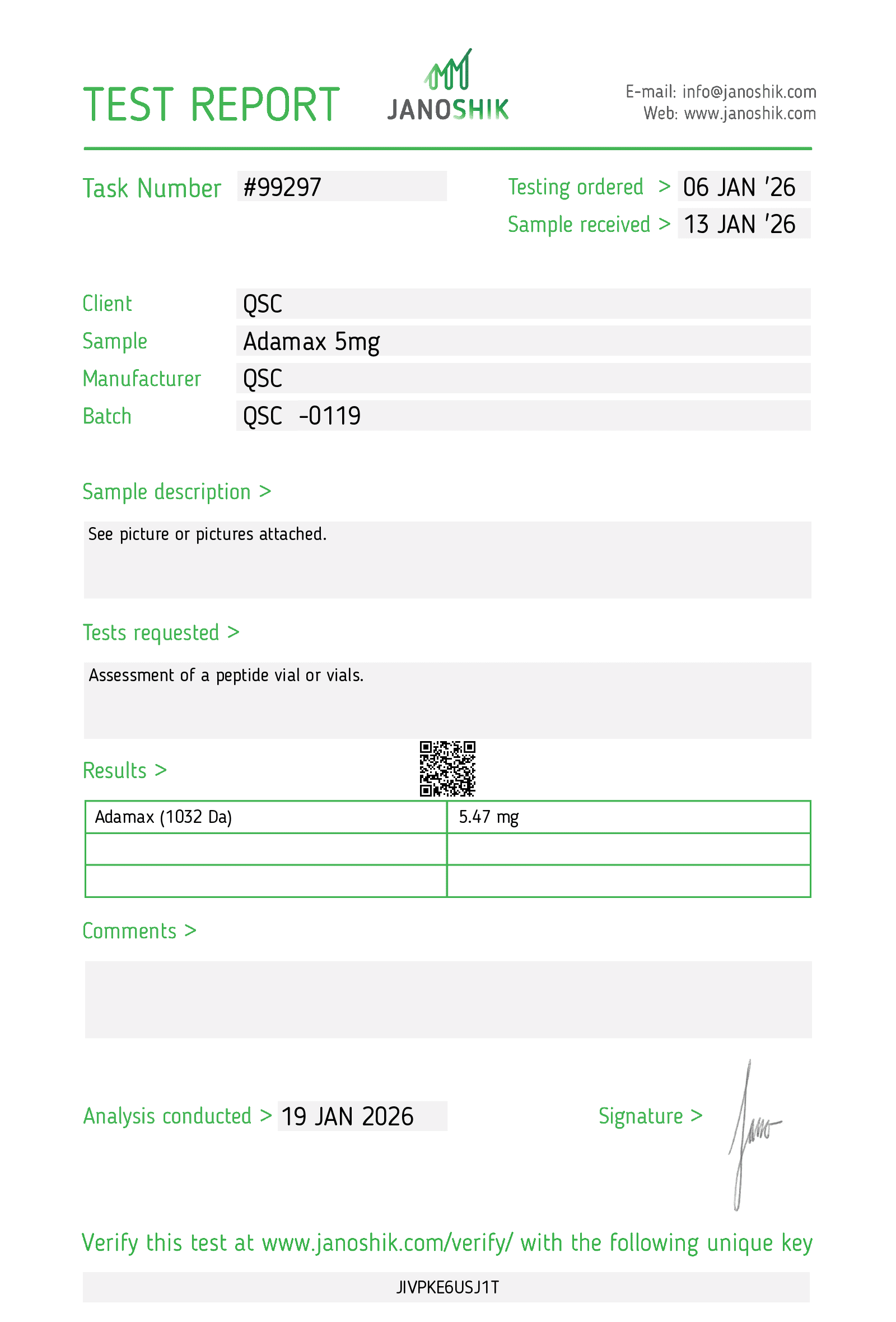 Vesta COA Report