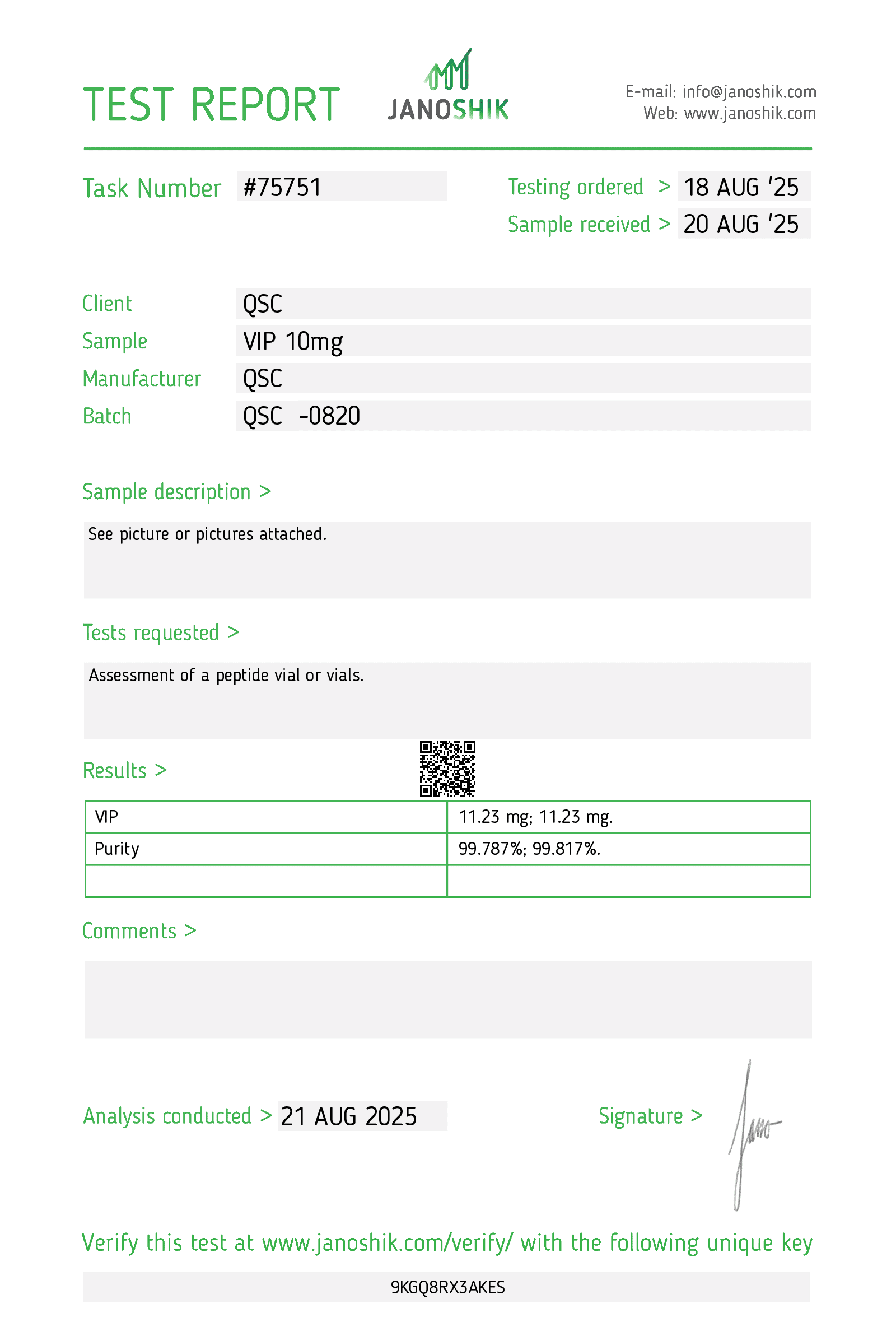 Vesta COA Report