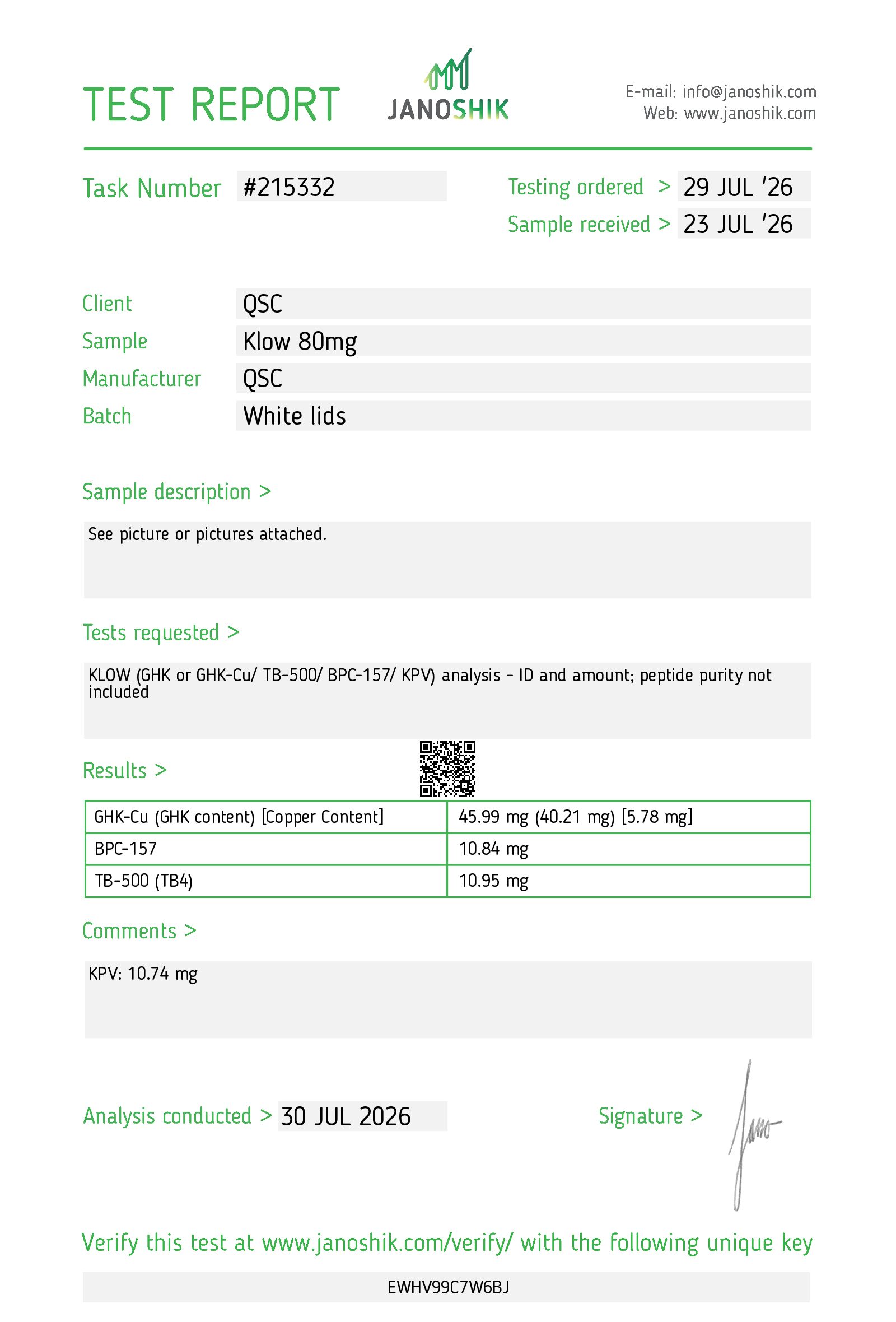 Vesta COA Report