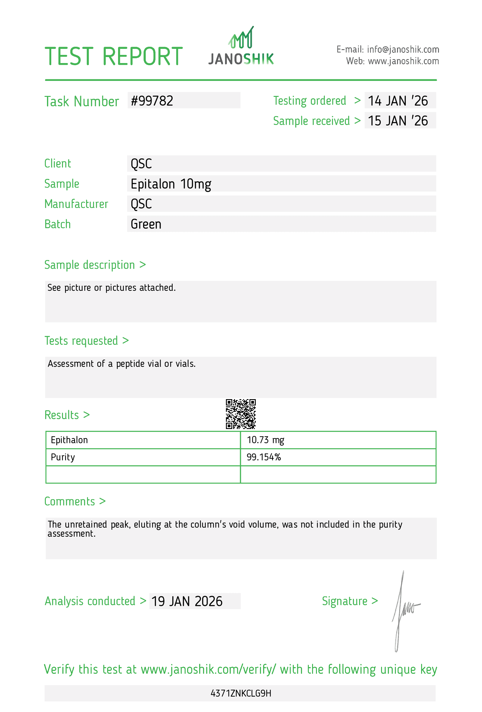 Vesta COA Report