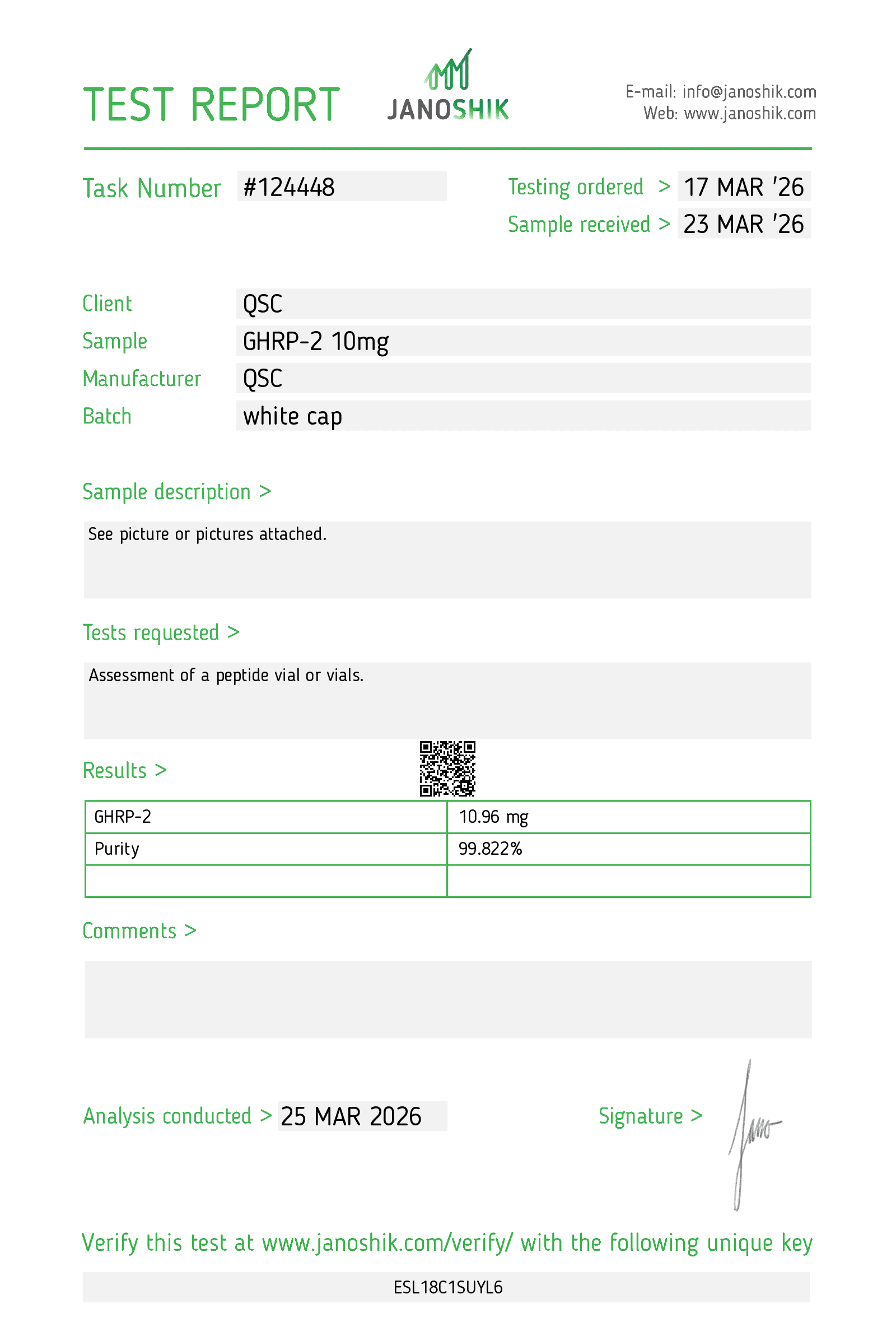 Vesta COA Report