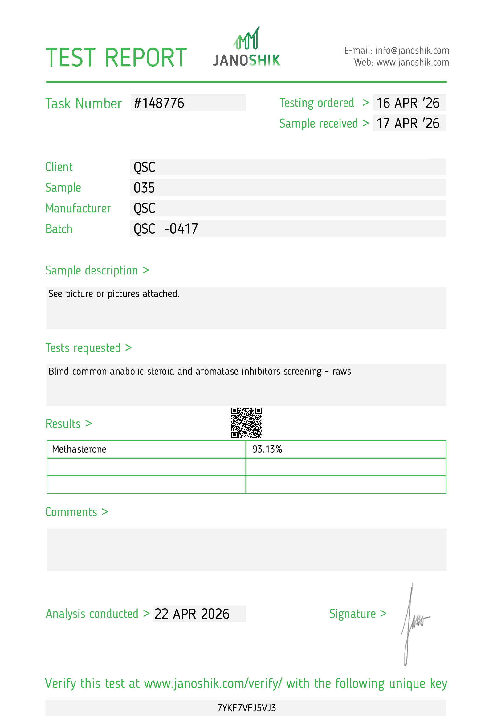 Vesta COA Report