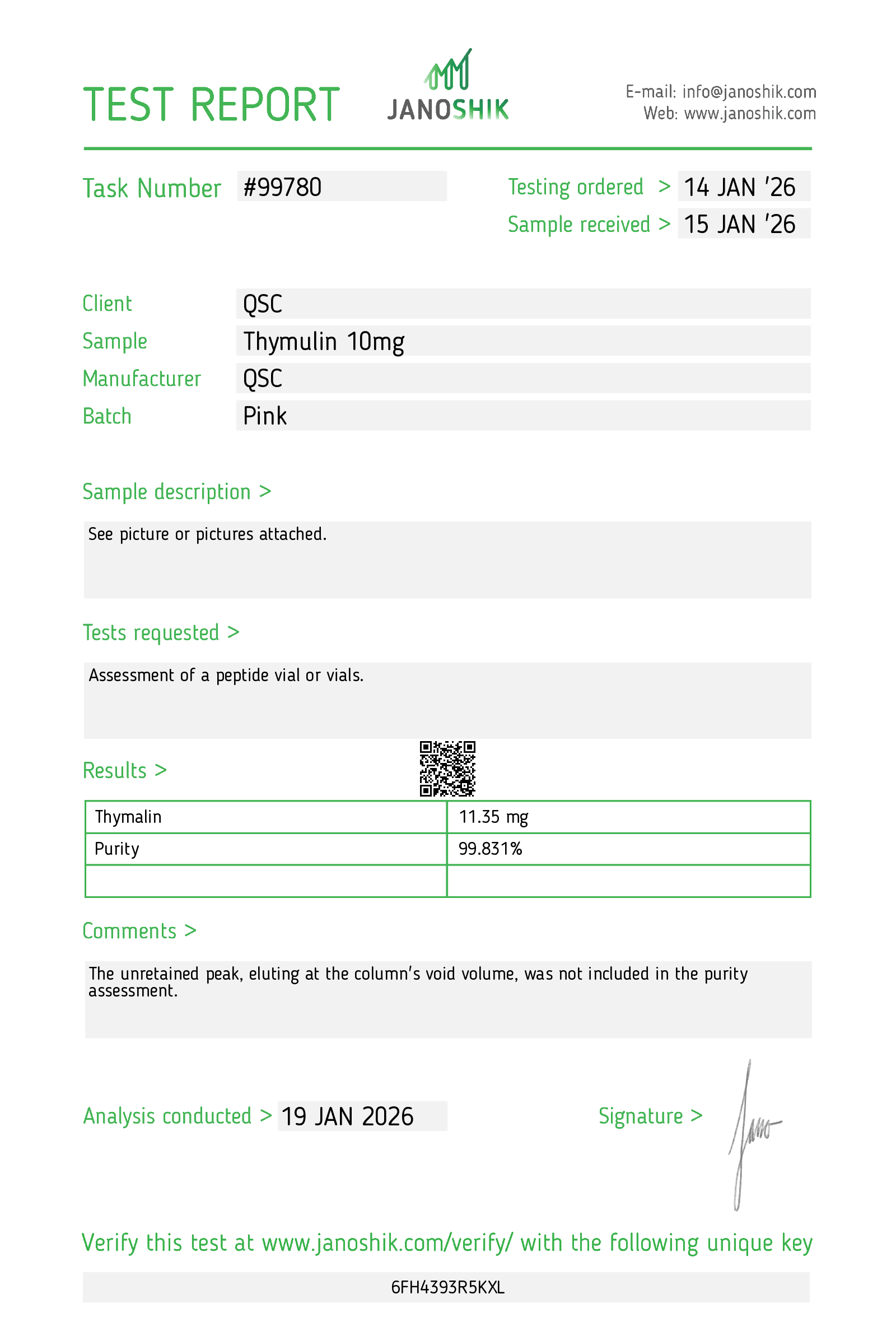 Vesta COA Report