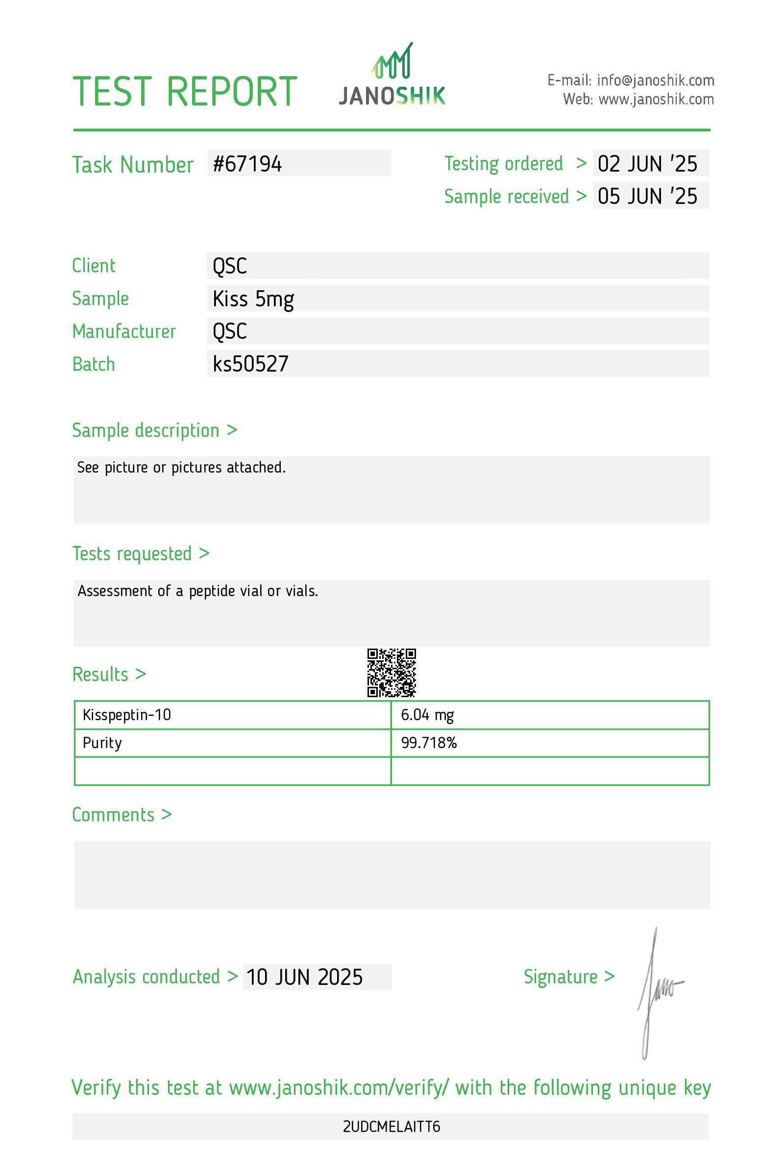 Vesta COA Report
