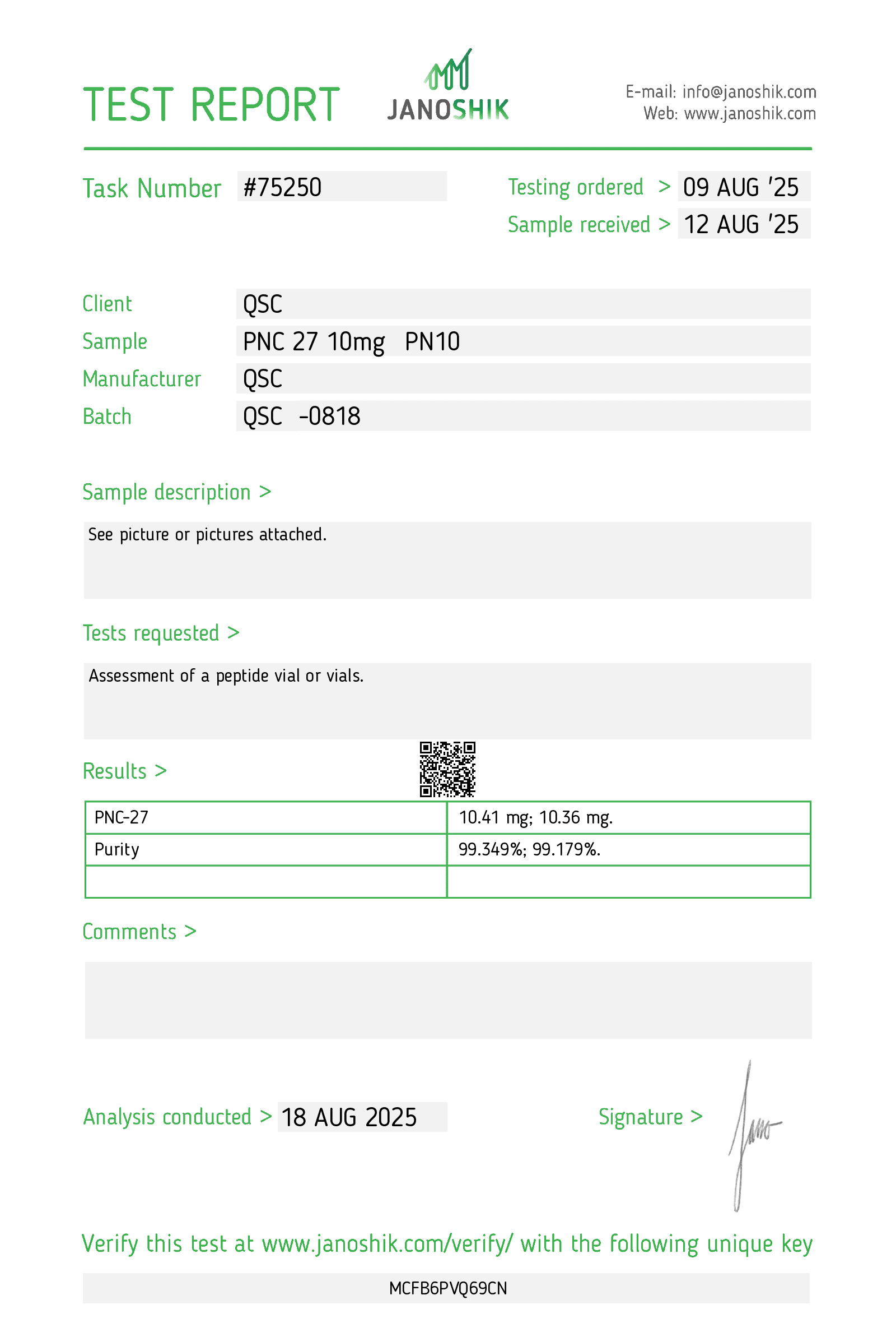 Vesta COA Report
