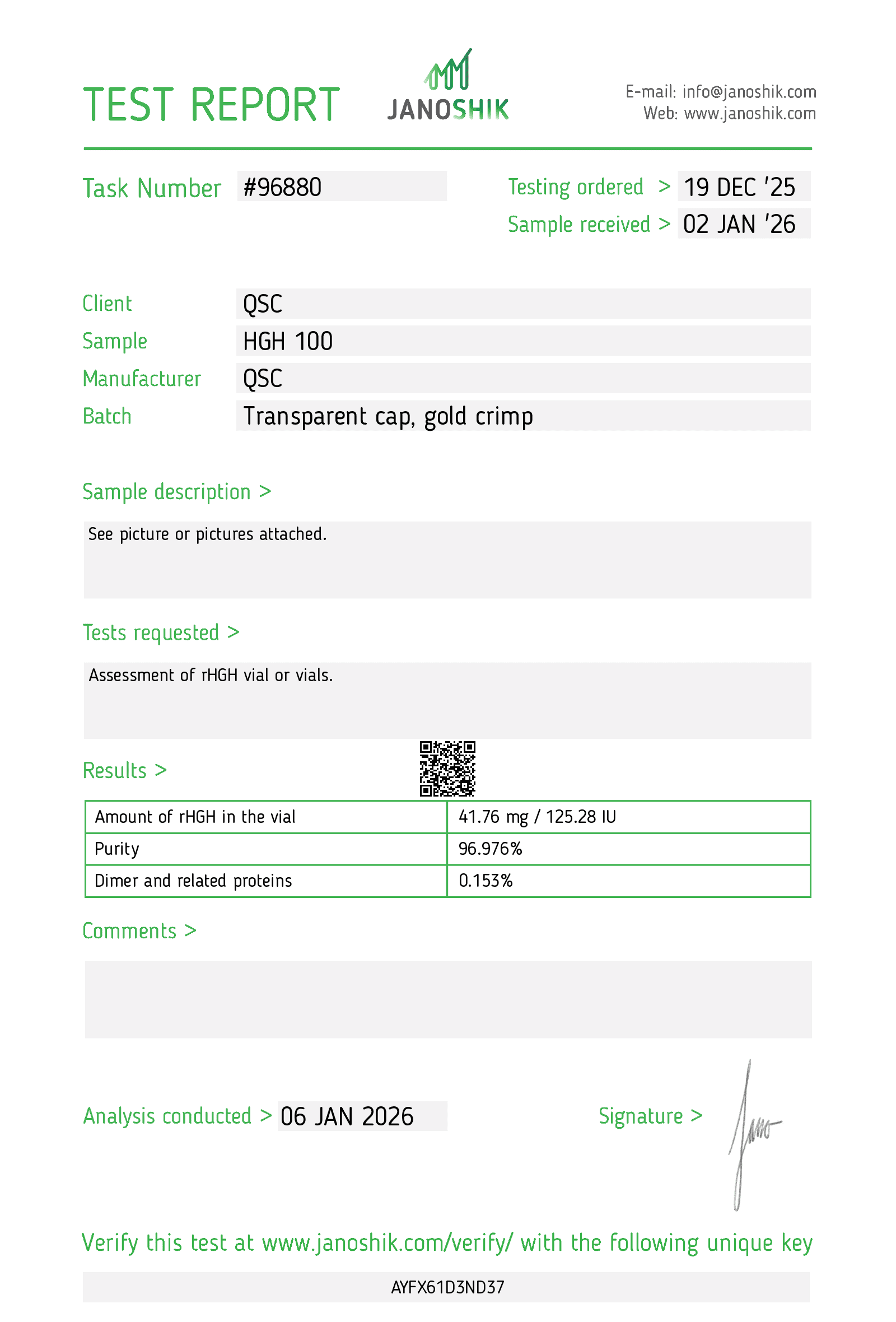 Vesta COA Report