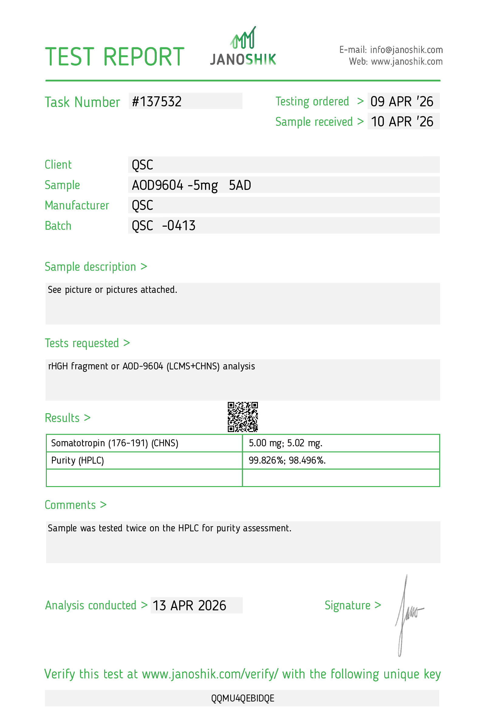 Vesta COA Report