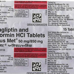 Galvus Met 50/850mg Tablets | 105-Count | VILDAGLIPTIN