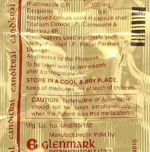 Canditral 100mg Tablets | 100-Count | ITRACONAZOLE