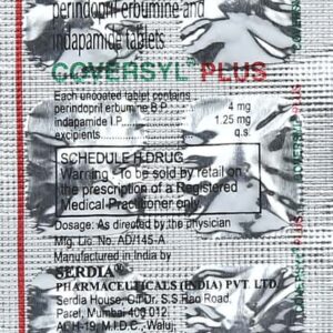 Coversyl Plus 4/1.25mg Tablets | 100-Count | PERINDOPRIL