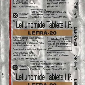 Lefra 20mg Tablets | 100-Count | LEFLUNOMIDE