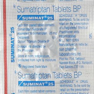 Suminat 25mg Tablets | 100-Count | SUMATRIPTAN