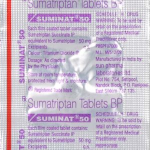 Suminat 50mg Tablets | 100-Count | SUMATRIPTAN