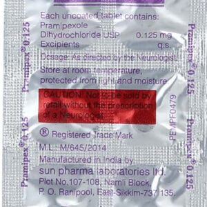 Pramipex 0.125mg Tablets | 100-Count | PRAMIPEXOLE