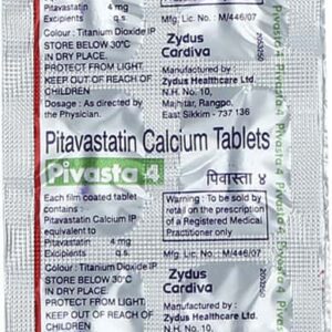 Pivasta 4mg Tablets | 100-Count | PITAVASTATIN