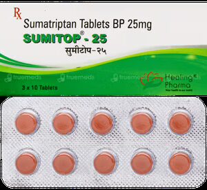 Sumitop 25mg Tablets | 100-Count | SUMATRIPTAN