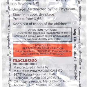 Omnacortil 20mg Tablets | 100-Count | PREDNISOLONE